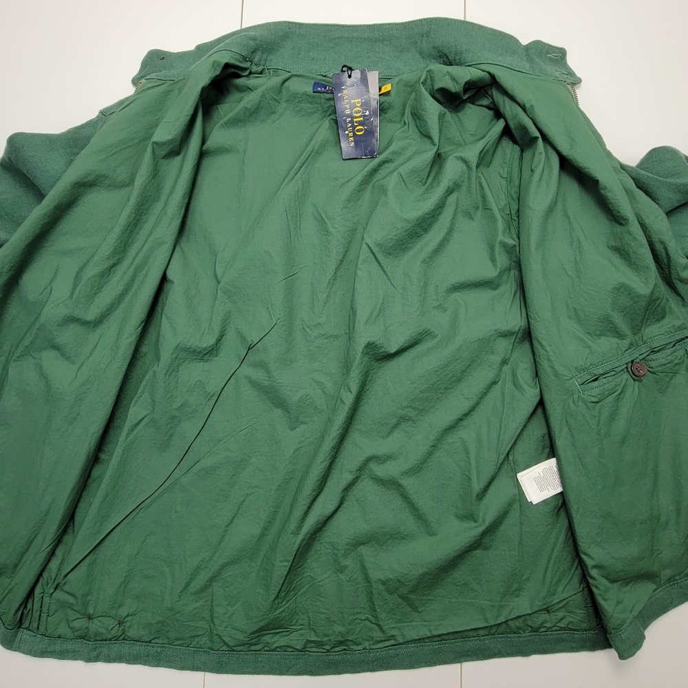 POLO RALPH LAUREN LINEN-Blend HERRINGBONE Twill Mockneck Jacket Mens Size XL New - Picture 8 of 11